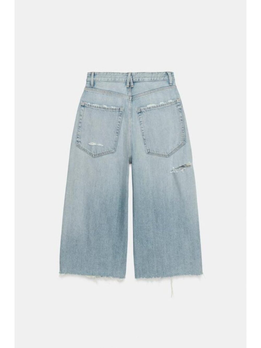 ZARA TRF RIPPED MID-RISE DENIM JORTS - Picture 7 of 8